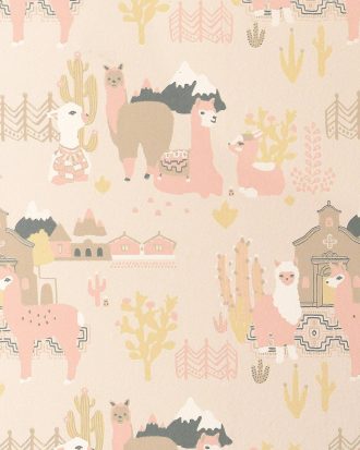 Majvillan - Tapetprov Lama Village Light sunny pink - Rosa