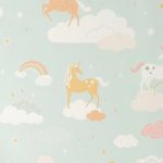 Majvillan - Tapetprov Rainbow treasures Bubblegum turquoise - Blå