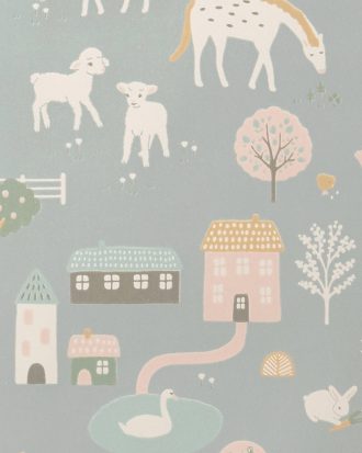 Majvillan - Tapetprov My Farm Stone Blue - Blå