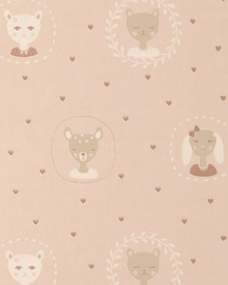 Majvillan - Tapetprov Hearts Dusty warm pink - Rosa