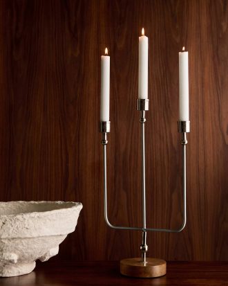 Ellos - ROJA 3 armed candle holder - Silver