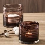 Ellos - Ljuslykta / kruka Flowy Small höjd 9,5 cm - Brun