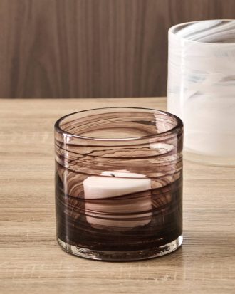 Ellos - Ljuslykta / kruka Flowy Medium höjd 12 cm - Brun