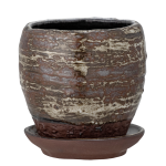 Bloomingville - Calla Blomkruka med fat, Brun, Stengods - Brun