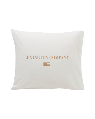 Lexington - Örngott Printed Organic Cotton Poplin Pillowcase - Vit - 50X60