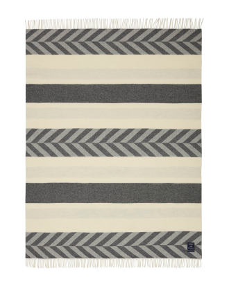 Lexington - Pläd Herringbone Striped Recycled Wool Throw - Grå - 130X170