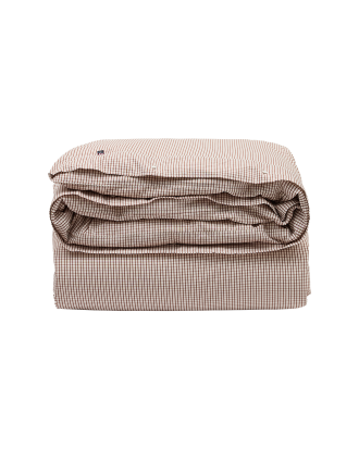 Lexington - Påslakan Checked Cotton Poplin Duvet Cover - Brun - 220X220