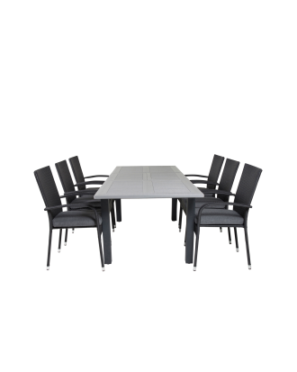 Venture Home - Matgrupp Athena inkl 6st stapelbar Anna matstolar - Grå