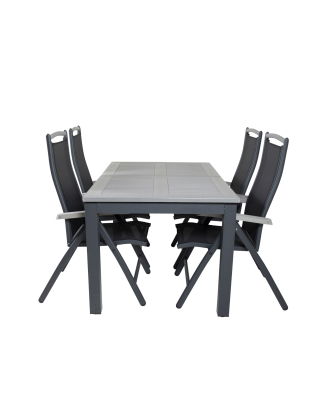 Venture Home - Matgrupp Athena inkl 4st Athena 5 pos matstolarar - Grå