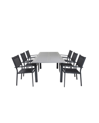 Venture Home - Matgrupp Athena inkl 6st stapelbar Cassie matstolar - Grå