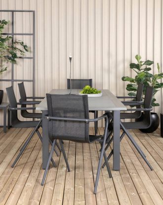 Venture Home - Matgrupp Alf med 6 st matstolar Malou - Grå