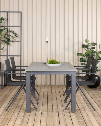 Venture Home - Matgrupp Alf med 4 st matstolar Malou - Grå