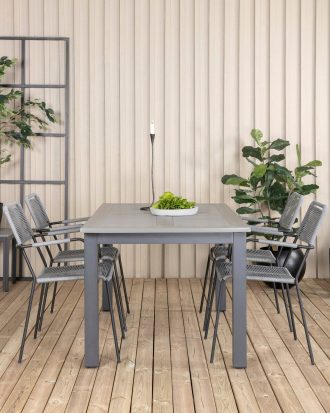 Venture Home - Matgrupp Alf med 4 st matstolar Levis - Grå