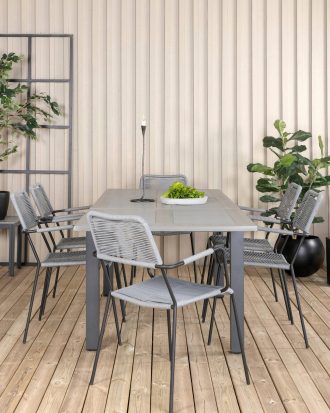 Venture Home - Matgrupp Alf med 6 st matstolar Levis - Grå