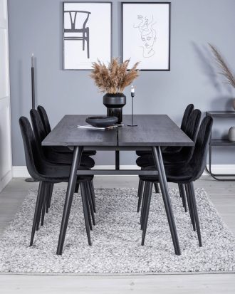 Venture Home - Matgrupp Saltö inkl 6st matstolar Penally - Svart