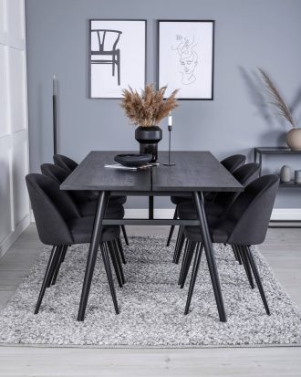 Venture Home - Matgrupp Saltö inkl 6st matstolar Valleta - Svart