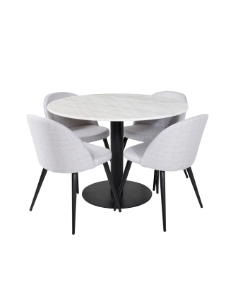 Venture Home - Matgrupp Estri med 4st matstolar Valleta - Vit