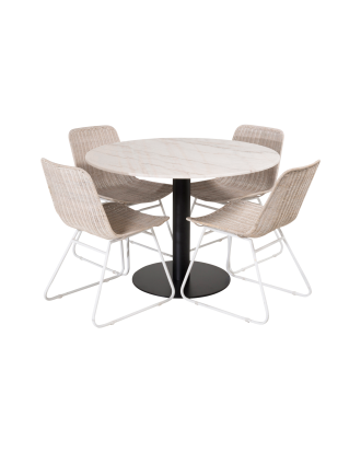 Venture Home - Matgrupp Estri med 4st Camille matstolar - Vit