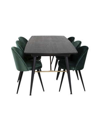 Venture Home - Matgrupp Gärdet med 6 st matstolar Valletta - Svart