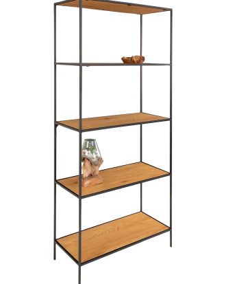 House Nordic - Hylla Vita. 5 hyllplan av ek med svart ram 36 x 80 x 170 cm. - Brun