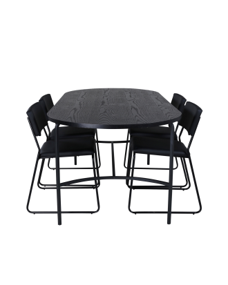 Venture Home - Matgrupp Skate med 4 st matstolar Kenth - Svart