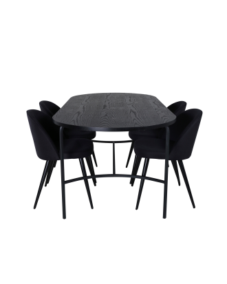 Venture Home - Matgrupp Skate med 4 st matstolar Velvet - Svart