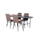 Venture Home - Matgrupp Skate med 4 st matstolar Windu Lyx - Svart