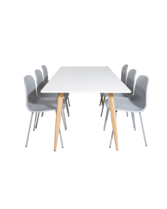 Venture Home - Matgrupp Polar med 6 st matstolar Arctic - Vit