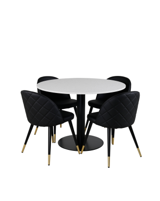 Venture Home - Matgrupp Razzia med 4 st matstolar Velvet - Vit