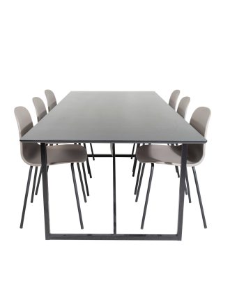 Venture Home - Matgrupp Palace med 6 st matstolar Arctic - Svart