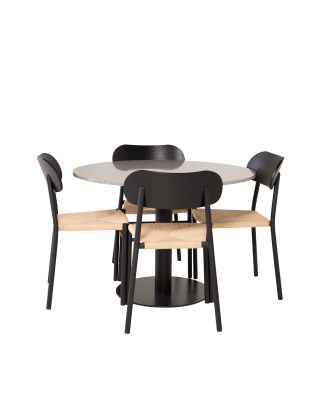 Venture Home - Matgrupp Razzia med 4 st matstolar Polly - Grå