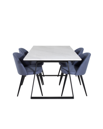 Venture Home - Matgrupp Estelle med 4 st matstolar Velvet - Vit