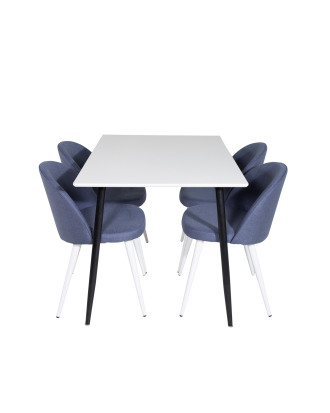 Venture Home - Matgrupp Polar med 4 st matstolar Velvet - Vit
