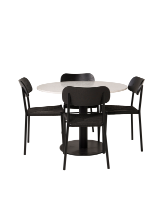 Venture Home - Matgrupp Razzia med 4 st matstolar Polly - Vit