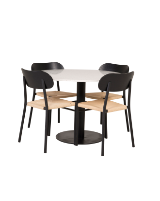 Venture Home - Matgrupp Razzia med 4 st matstolar Polly - Vit