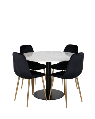 Venture Home - Matgrupp Estelle med 4 st matstolar Polar - Vit