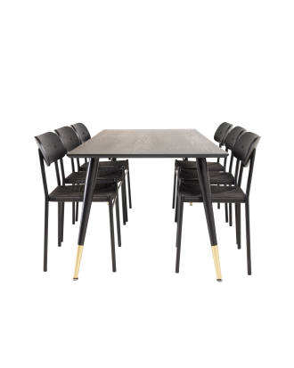 Venture Home - Matgrupp Dipp med 6 st matstolar Polly - Svart