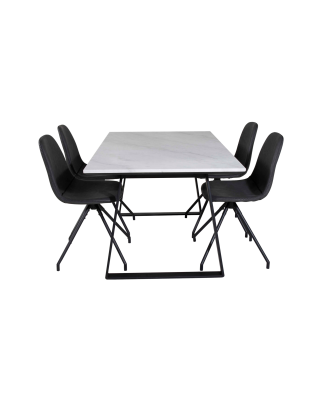 Venture Home - Matgrupp Estelle med 4 st matstolar Polar - Vit