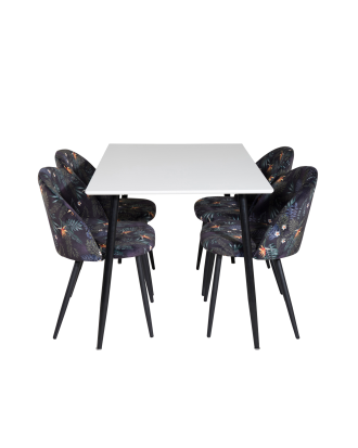 Venture Home - Matgrupp Polar med 4 st matstolar Velvet - Vit