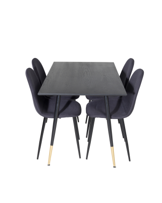 Venture Home - Matgrupp Dipp med 4 st matstolar Polar - Svart