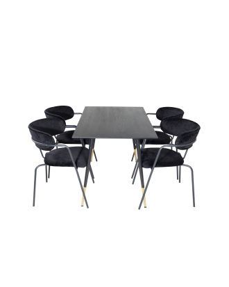 Venture Home - Matgrupp Dipp med 4 st matstolar Arrow - Svart