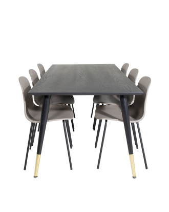 Venture Home - Matgrupp Dipp med 6 st matstolar Arctic - Svart