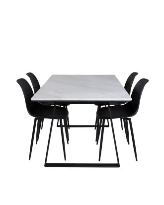 Venture Home - Matgrupp Estelle med 4 st matstolar Polar - Vit