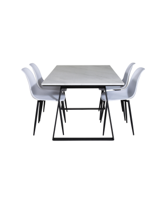 Venture Home - Matgrupp Estelle med 4 st matstolar Polar - Vit