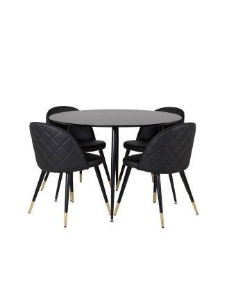 Venture Home - Matgrupp Silar med 4 st matstolar Velvet - Svart