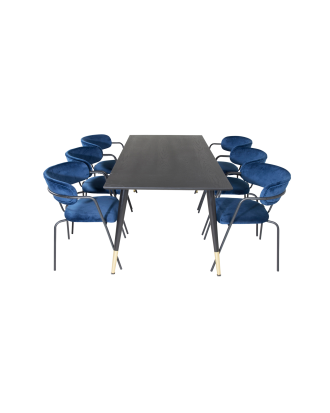 Venture Home - Matgrupp Dipp med 6 st matstolar Arrow - Svart