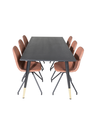 Venture Home - Matgrupp Dipp med 6 st matstolar Polar - Svart