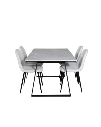 Venture Home - Matgrupp Estelle med 4 st matstolar Polar - Vit