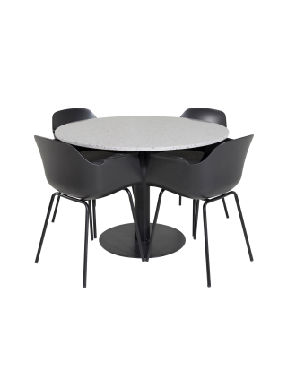 Venture Home - Matgrupp Razzia med 4 st matstolar Comfort - Grå