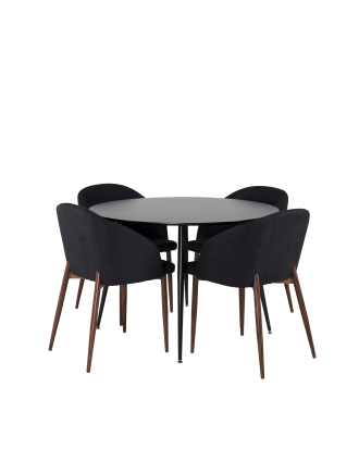 Venture Home - Matgrupp Silar med 4 st matstolar Arch - Svart